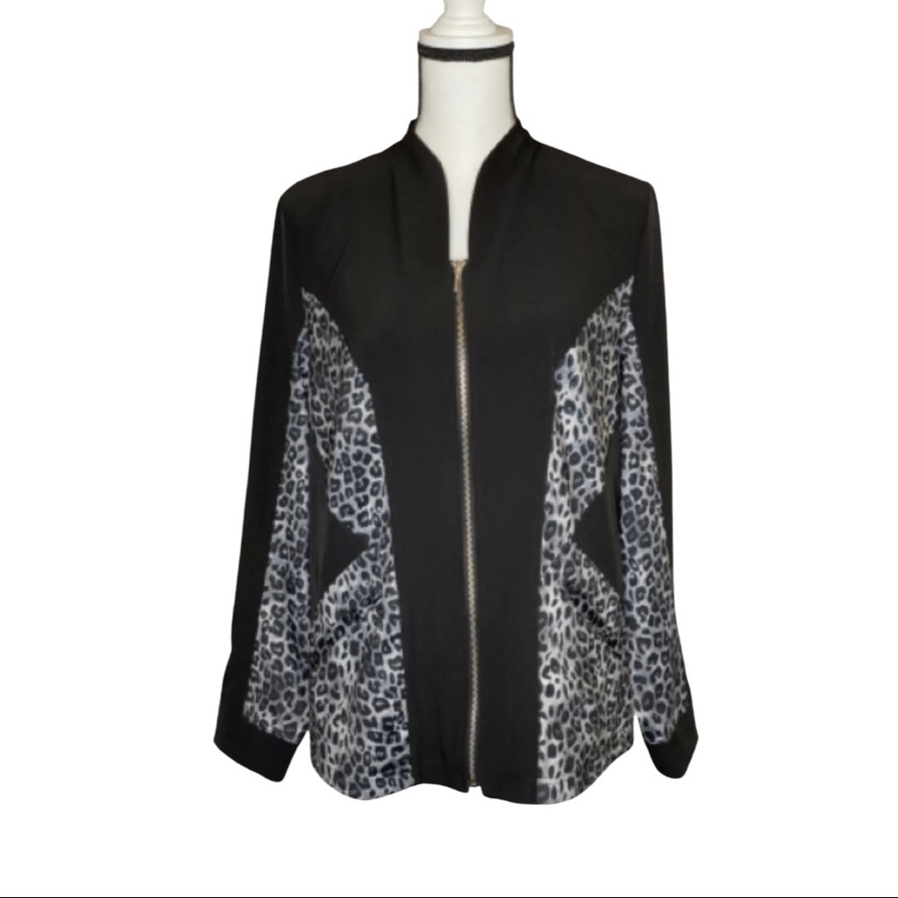 Zenergy by Chico's Black with Leopard Print Jacket
